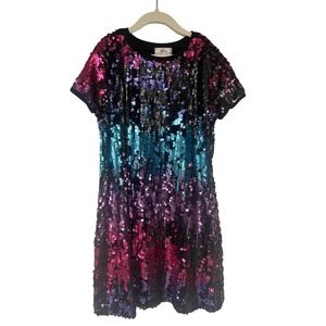 D Signed by Disney Sequin Multicolor Short Sleeve Dress Girls Medium